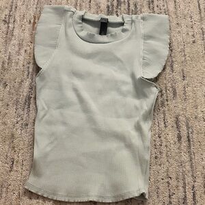 Alya Light Green Ribbed Top